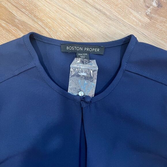 BOSTON PROPER Blue Keyhole Dress - Picture 3 of 11